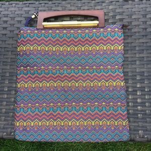 Duro Olowu beaded bag with wooden handle
